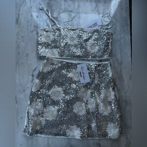 Brand New 12th Tribe Sequence Floral Top & Skirt